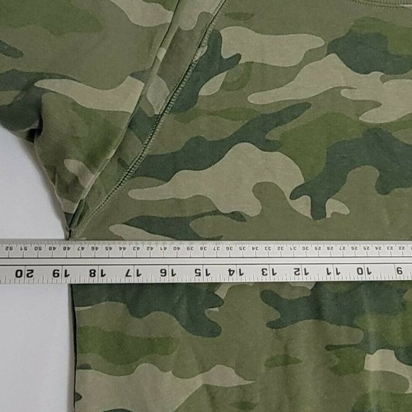 Old Navy Sweatshirt Womens XS Tall Green Camo Crewneck Fleece Lined - Picture 5 of 10